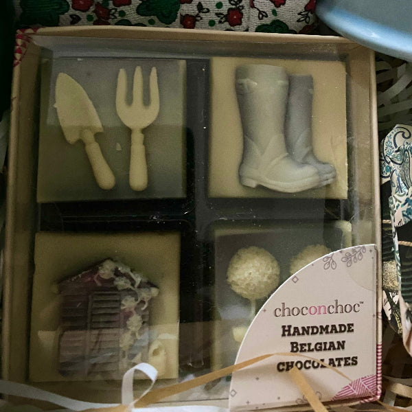 Handmade Belgian Chocolate Garden Set gardeners gift box